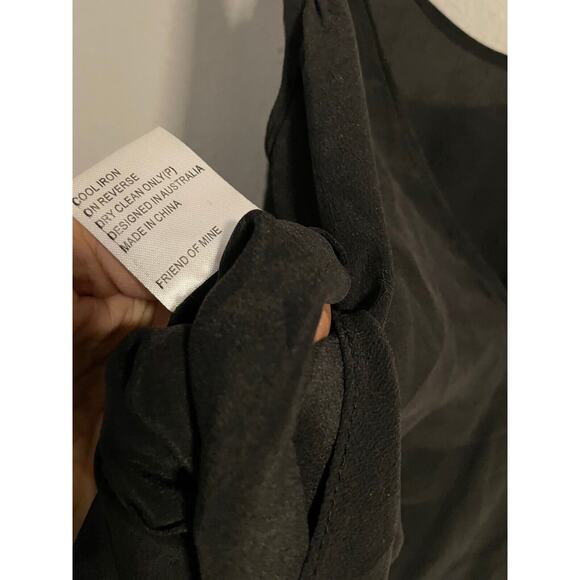 Friend of Mine Womens Camisole Large Black Silk Satin V Neck Strappy Boxy READ - Picture 4 of 8